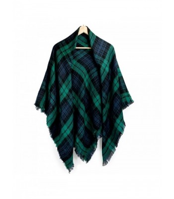 Oct17 Women Cashmere Like Scarf Plaid Winter Shawl Wrap Scarves Fashion Large - Green - CE1889YNY47