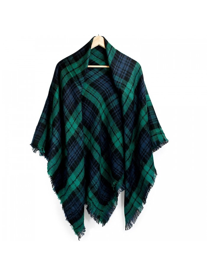 Oct17 Women Cashmere Like Scarf Plaid Winter Shawl Wrap Scarves Fashion Large - Green - CE1889YNY47