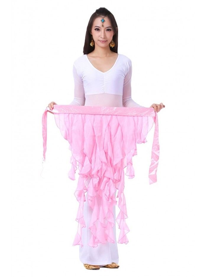 AvaCostume Womens Belly Dance Fairy Chiffon Hip Scarf Skirt - Pink - CQ11YLJJ1CV