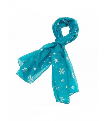 Metallic Snowflake Scarf - Aqua - CG12CMVAO0V