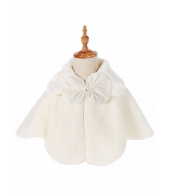 Fankeshi Flower Girl Faux Fur Shawl Wraps Cape Kids Wedding Communion - Ivory - CD187HLERGO