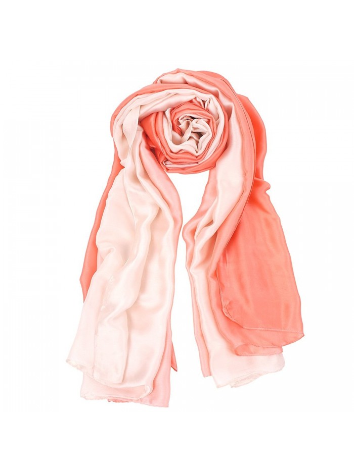 Cackss Silk Scarf Winter Womens' Gradient Color Scarf Summer Beach Towel 77x 39inches - Pink - C312O342BC0