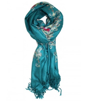 Ted and Jack - Simple Classic Embroidered Solid Pashmina - Teal - CJ186XH8Y7L