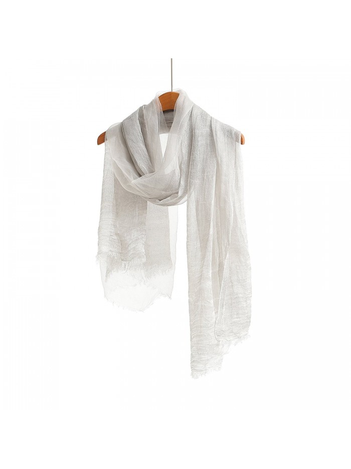 WS Natural Silk Cotton Scarf / Shawl / Wrap /Sheer For Women Lightweight Fashion Scarves And Wraps - Gray - CR18207LS8R