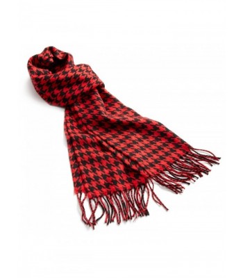 D & Y Womens Classic Houndstooth Scarf - Red/Black - CZ11540IUO1
