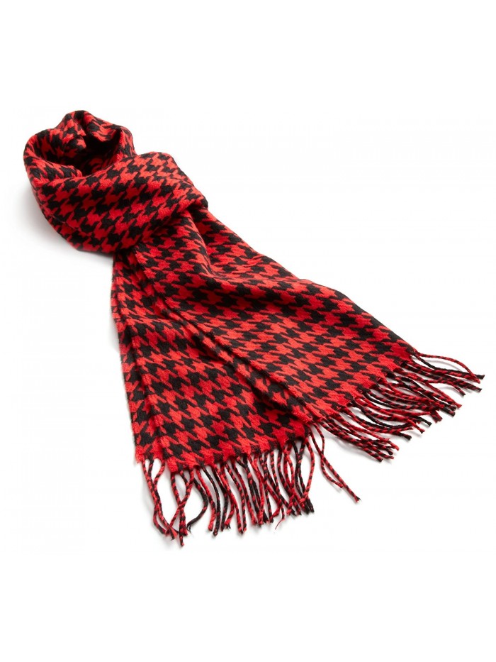 D & Y Womens Classic Houndstooth Scarf - Red/Black - CZ11540IUO1