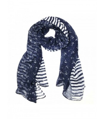 ALLYDREW Stripes & Anchor Marine Scarf Nautical Scarf Lightweight Scarf (72" x 42") - CT11M4JJ4I1