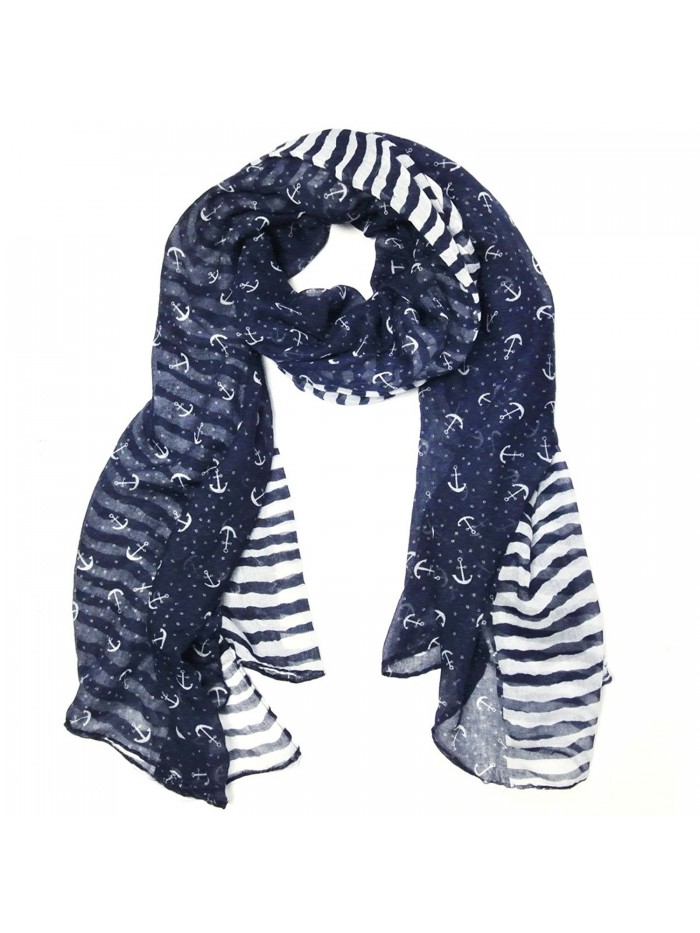 Stripes & Anchor Marine Scarf Nautical Scarf Lightweight Scarf (72