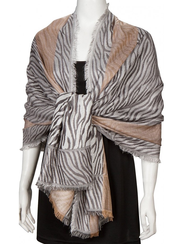 Sakkas Zebra Pashmina Scarf / Stole / Wrap / Shawl - Grey - CZ11FABFIF7