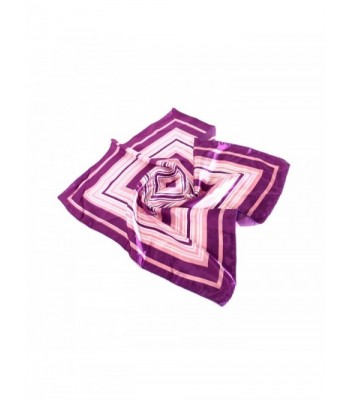 Elegant Silk Feel Wave & Square Design Satin Square Scarf - Different Colors Avail. - Purple Square - CJ11E6R59IX