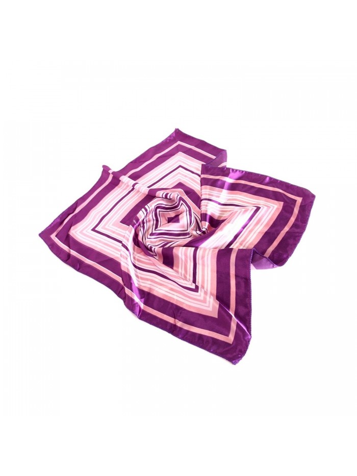 Elegant Silk Feel Wave & Square Design Satin Square Scarf - Different Colors Avail. - Purple Square - CJ11E6R59IX