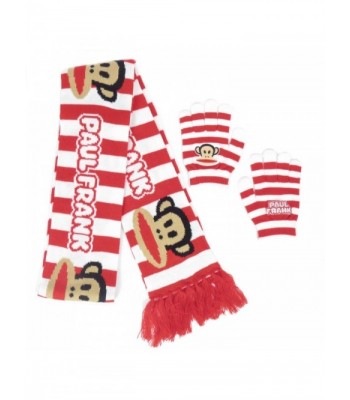 Paul Frank Julius Striped Red and White Scarf & Glove Set - CO11JB0TBQV