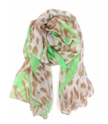 Neon Heart Leopard Thin Scarf - Neon Green - CA11DEYS2N3