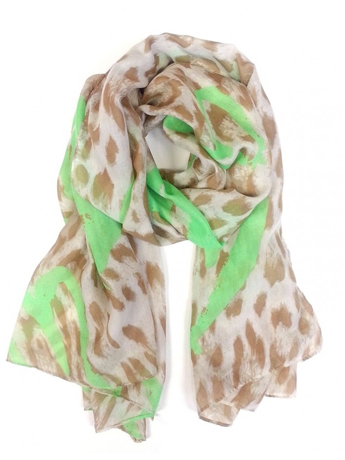 Neon Heart Leopard Thin Scarf - Neon Green - CA11DEYS2N3