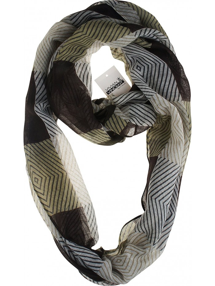 Vivian & Vincent Soft Light Elegant Plaid Checked Sheer Infinity Scarf - C4 - CB186X9YQ5X