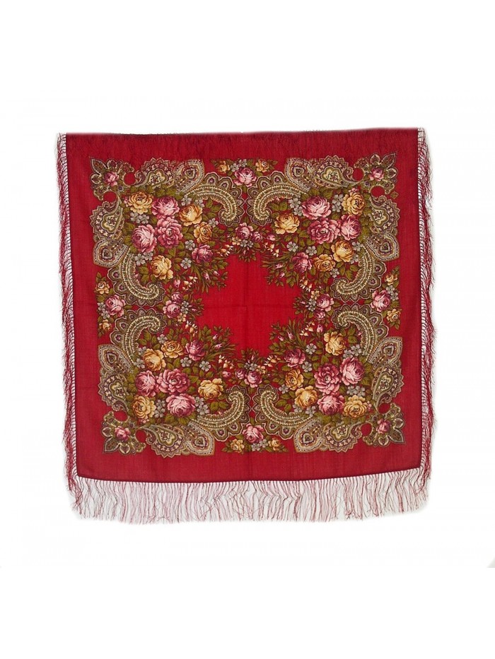 Stranger Russian Shawl 100% Wool with Fringe 89x89cm (35x35 Inch) Red - C811CP0ZPKF