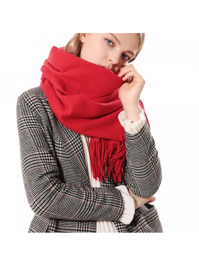 Womens Thick Soft Cashmere Wool Pashmina Shawl Wrap Scarf - Aone Warm Stole(5 Colors) - Red - C2187AK5M07