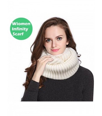 Women Infinity Scarf Circle Loop Winter Thick Knitted Scarves Fashion Soft - Flat-white - C1186YIWUZ3