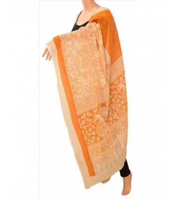 Dupatta Cotton Saffron Printed Pattachitra