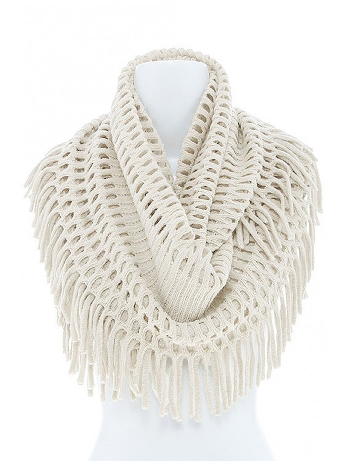 Women's Winter Warm Knit Infinity Fringed Scarf- Multiple Colors ...