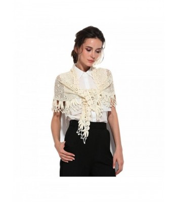 ZORJAR Wool Winter Knitted Scarf Crochet Triangle Fashion Scarves For Women - Off White - CR12O34FAG9