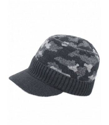 Dahlia Men's Soft & Warm Velour Lined Solid Color Visor Cap Hat - Camo Gray - CB186OSQSO3