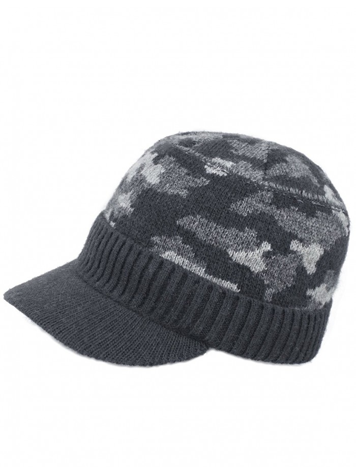 Dahlia Men's Soft & Warm Velour Lined Solid Color Visor Cap Hat - Camo Gray - CB186OSQSO3