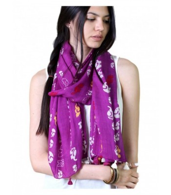 Anika Dali Women's Abigail Happy Elephant Print Scarf with Tassels- Multicolor - CD126T6N25P