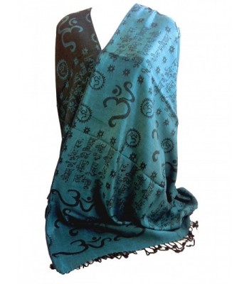 Gayatri Mantra & Om Prayer Meditation Yoga Shawl - Turquoise - CM11E4WW01T