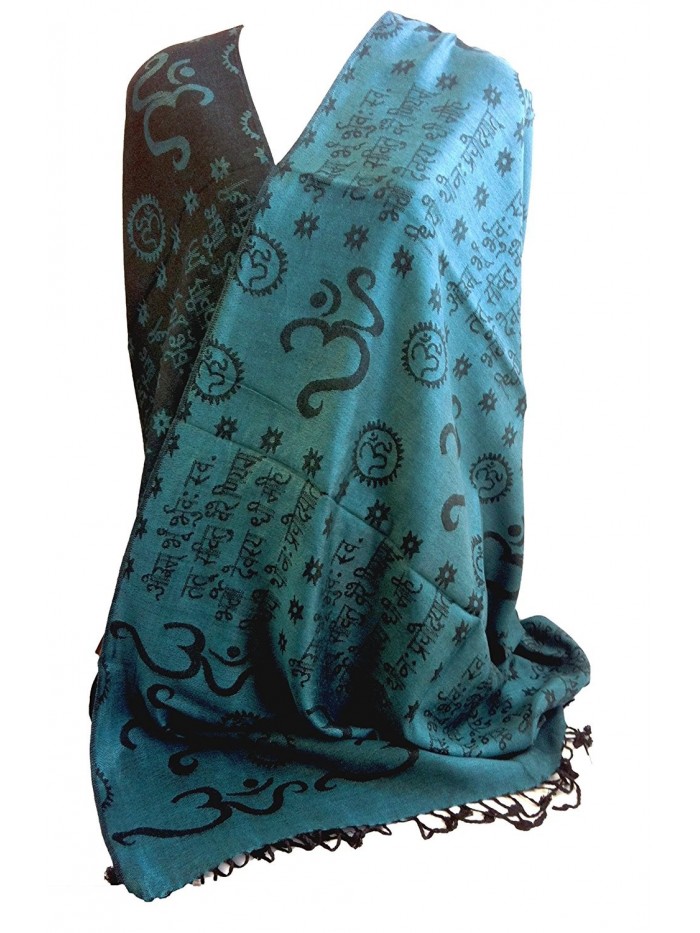 Gayatri Mantra & Om Prayer Meditation Yoga Shawl - Turquoise - CM11E4WW01T