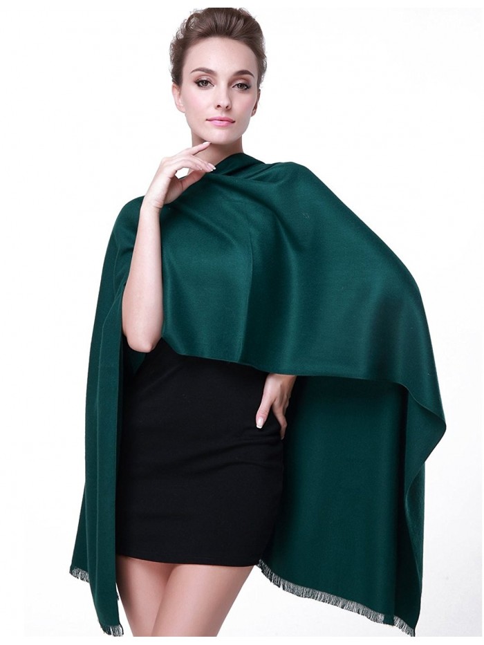 Camii Mia Women's Solid Soft Shawl Wrap - Black Green - CN12D7VJUKV