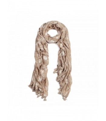 Premium Viscose Elegant Lace Floral Scarf - Different Colors Available - Taupe - C811O3KAQCL