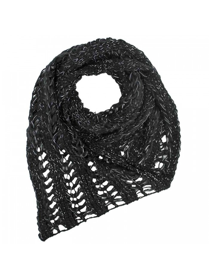 Metallic Knit Triangle Infinity Scarf - Black - CF1173QJNSV
