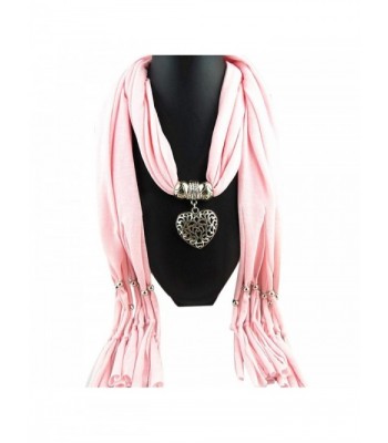 Tenworld Women Winter Heart Necklace Scarf Lady Tassels Warm Scarves - Pink - CA12ODBCPC6