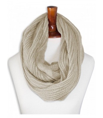 Triple9shop Knitted Winter Warm Infinity Scarf Multi-colors - Type B Beige - C612NH9BTZM