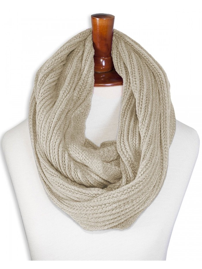 Triple9shop Knitted Winter Warm Infinity Scarf Multi-colors - Type B Beige - C612NH9BTZM