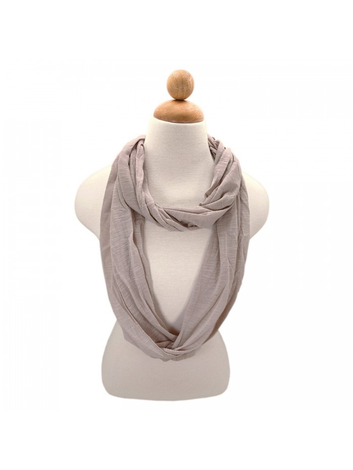 TrendsBlue Elegant Solid Color & Striped Infinity Loop Jersey Scarf -Diff Colors - Mauve Gray - CC11092CP81