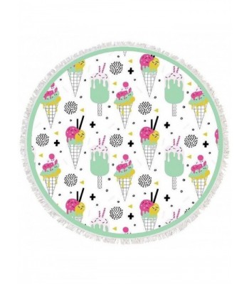 Olive & Pique Round Ice Cream Beach Blanket Towel Scarf Shawl Yoga Mat - White - CI1820KZX7A