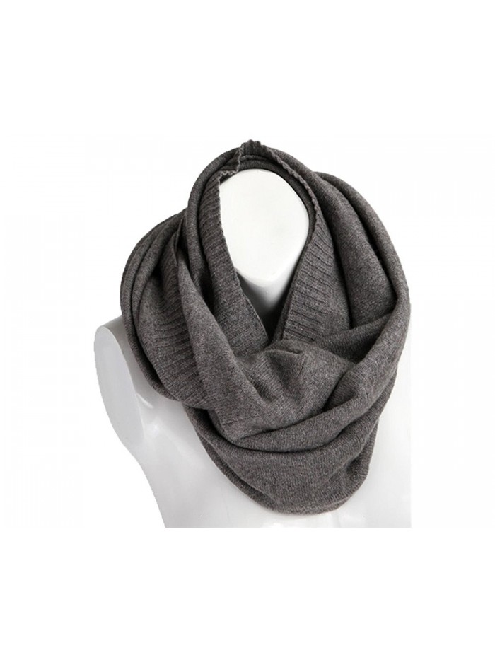 Sherry007 Women's Solid Wool Knitted Soft Comfy Winter Warm Circle Loop Infinity Scarf - Grey - CO12L0OKBH3