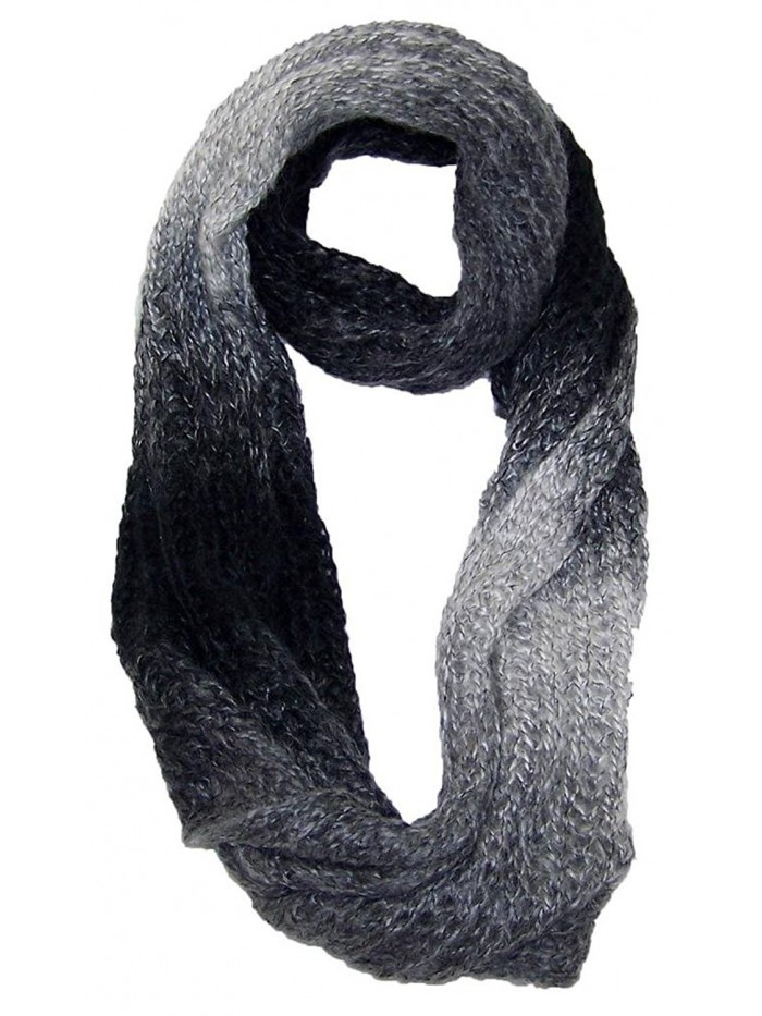 Best Winter Hats Women's Gradient Color Knit Infinity Winter Scarf (One Size) - Black/Gray - CJ11QDRQTRJ