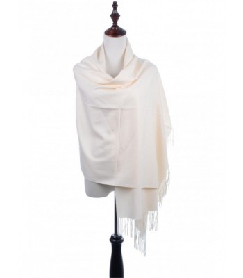 BYOS Versatile Oversized Soft Cashmere Shawl Scarf Travel Wrap Blanket W/ Tassels- Many Colors - Ivory - CH186I3EZUK
