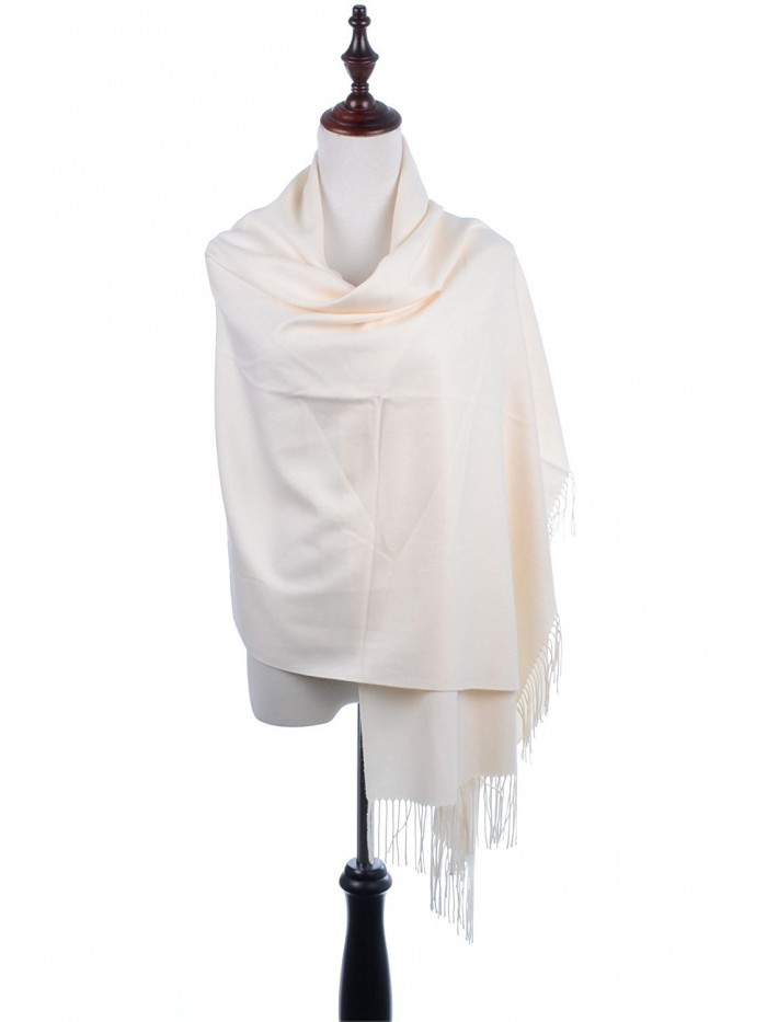 BYOS Versatile Oversized Soft Cashmere Shawl Scarf Travel Wrap Blanket W/ Tassels- Many Colors - Ivory - CH186I3EZUK