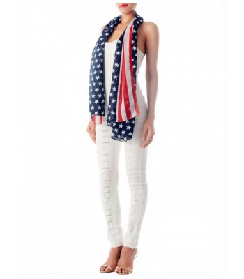 iB-iP Women's American Flag Prints Large Gorgeous Lightweight Long Fashion Scarf - Navy - CQ12JHBQWE7