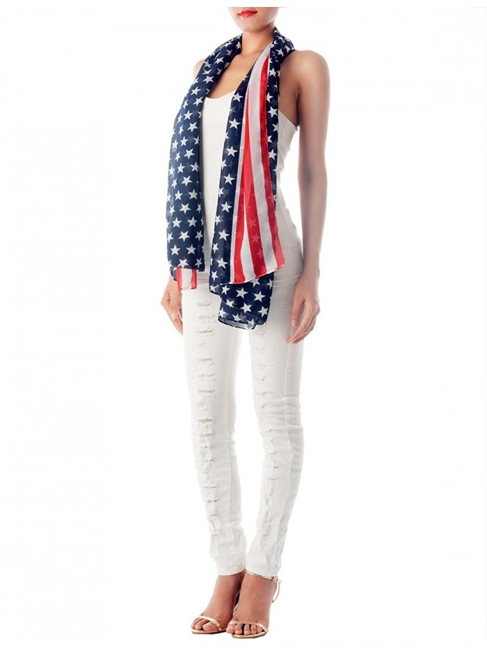 iB-iP Women's American Flag Prints Large Gorgeous Lightweight Long Fashion Scarf - Navy - CQ12JHBQWE7