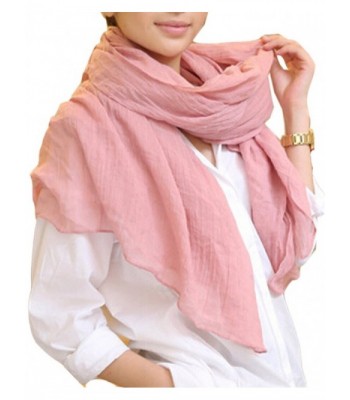 Freedi Solid Cotton Linen Silk Scarf Wraps Artificial Pashmina Shawls Women Winter Cn648 - Pink - C511PVRHK93
