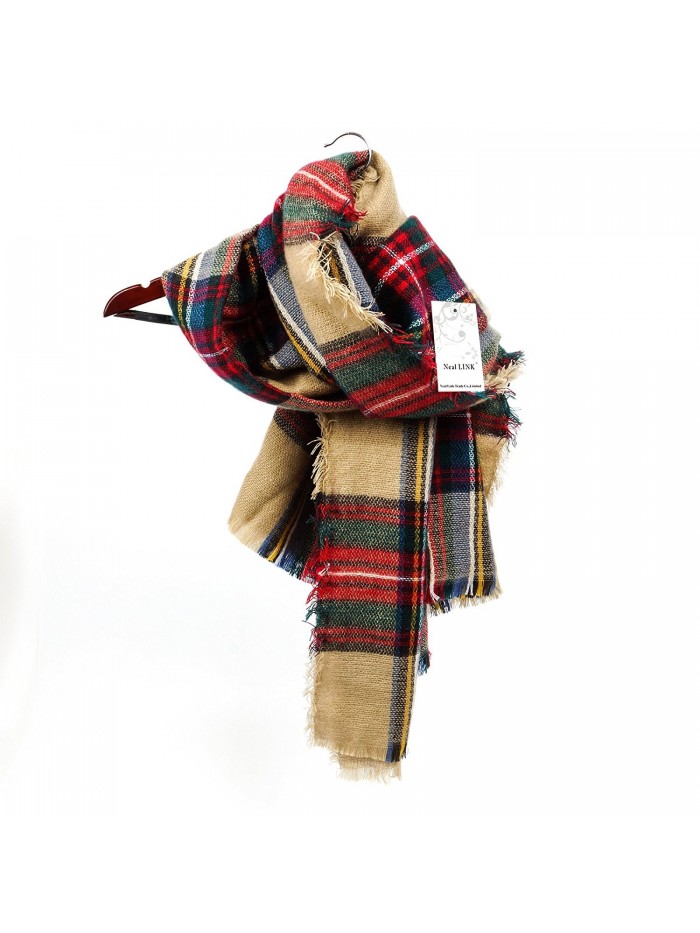 Women's Cozy Tartan Scarf Wrap Shawl Neck Stole Warm Plaid Checked Pashmina - C611PVLU0KZ