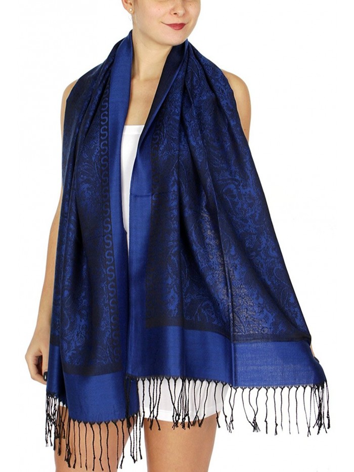 SERENITA Intricate paisley jacquard pashmina - Royal Blue - CZ12NSYFA61