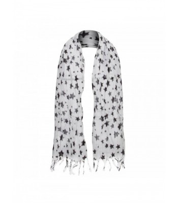 Cotton Scarf Stars White OSFM in Cold Weather Scarves & Wraps