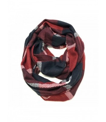 Bowbear Soft Touch Winter Warm Tartan Infinity Scarf - Midnight and Burgundy - CV18644O538