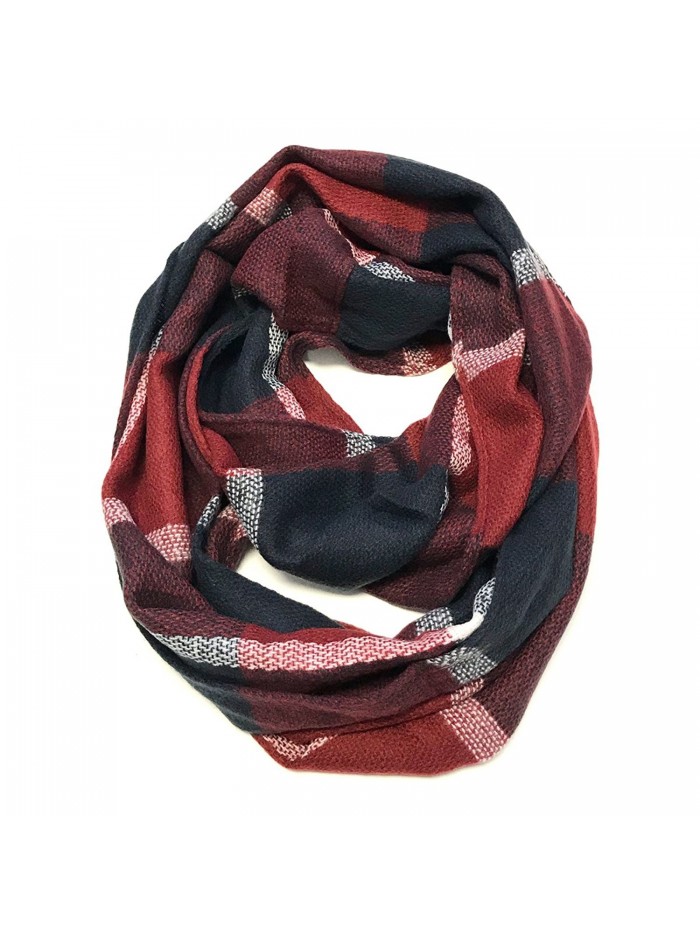 Bowbear Soft Touch Winter Warm Tartan Infinity Scarf - Midnight and Burgundy - CV18644O538